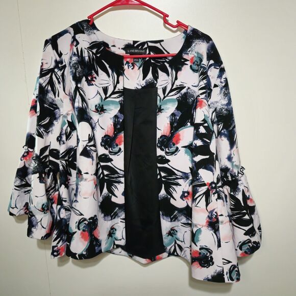 Lane Bryant Jackets & Blazers - Lane Bryant Open Front Bell Sleeve Blazer Women's Plus Size 18/20 Floral Lined